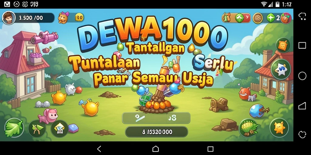 Tangkapan layar gameplay DEWA1000 menampilkan teka-teki menantang yang harus diselesaikan.