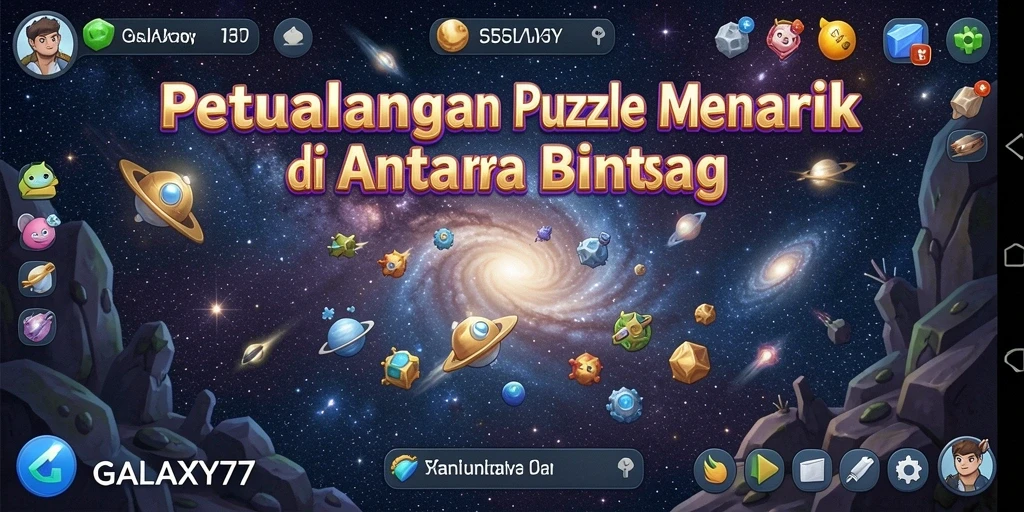 Tampilan gameplay menarik dari GALAXY77 dengan tantangan puzzle intergalaksi.