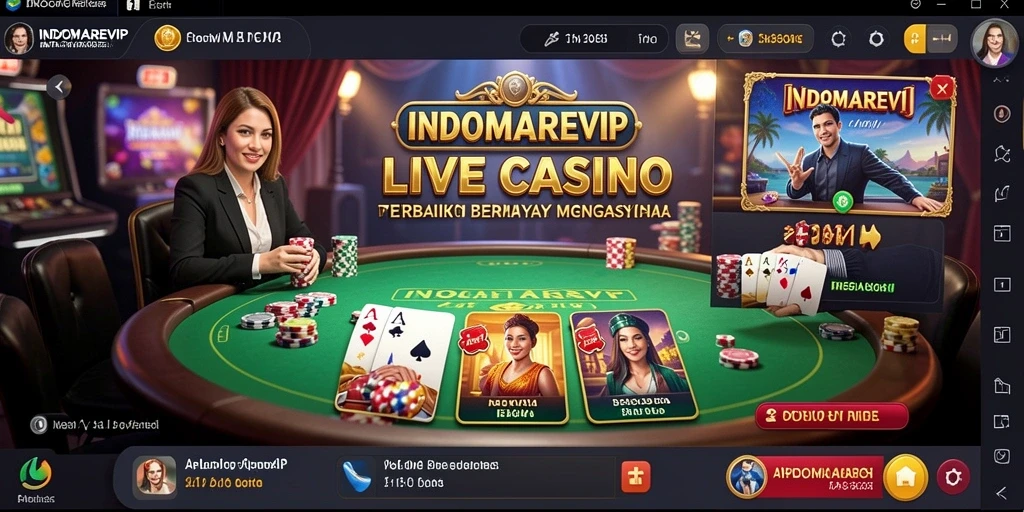 Tampilan gameplay Live Casino yang interaktif dan mendebarkan di INDOMAREVIP.