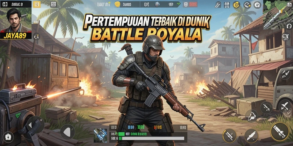 Tangkapan layar dari gameplay intens JAYA89 di arena Battle Royale.