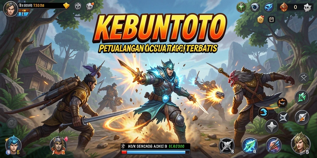 Tampilan aksi memukau dalam KEBUNTOTO dengan karakter yang bergerak dinamis.