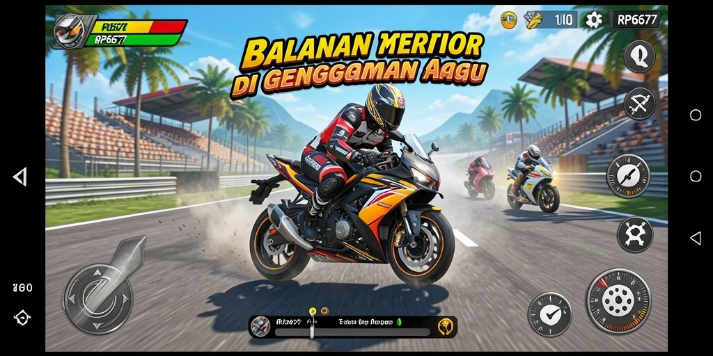 Tampilan menarik dari gameplay balapan motor di RP6677.