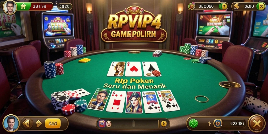 Screenshot utama RPVIP4 menampilkan aksi seru dalam permainan Poker.