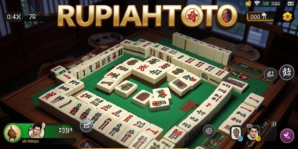 Tampilan gameplay <strong>RUPIAHTOTO</strong> yang menampilkan tiles Mahjong yang berwarna-warni.